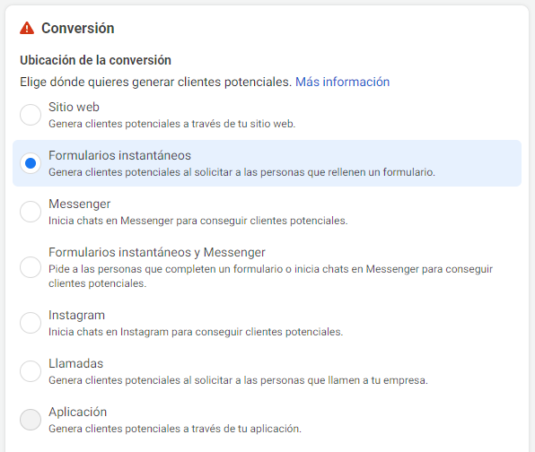 conversión leads facebook