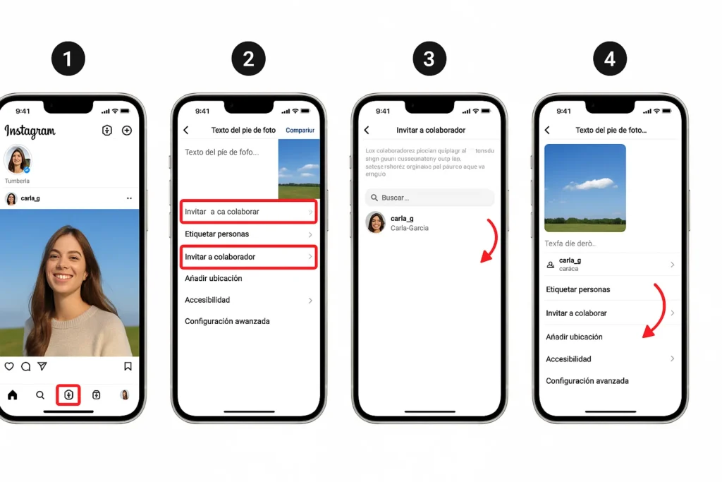 pasos de como hacer un post compartido en instagram