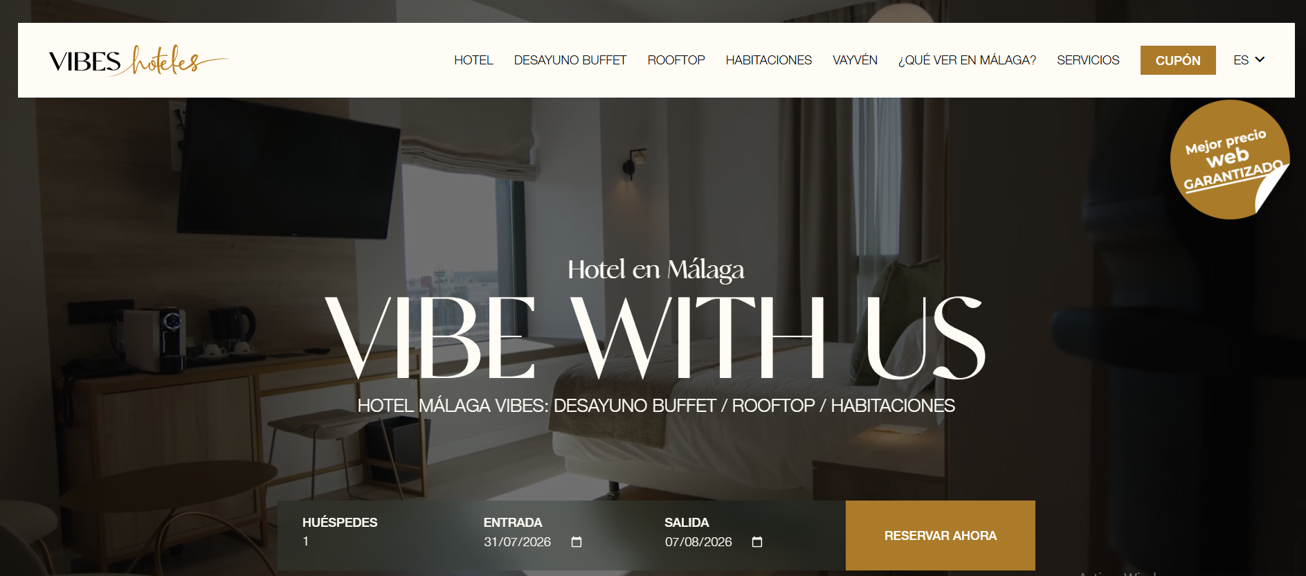 Home de la nueva web de Vibes Hoteles